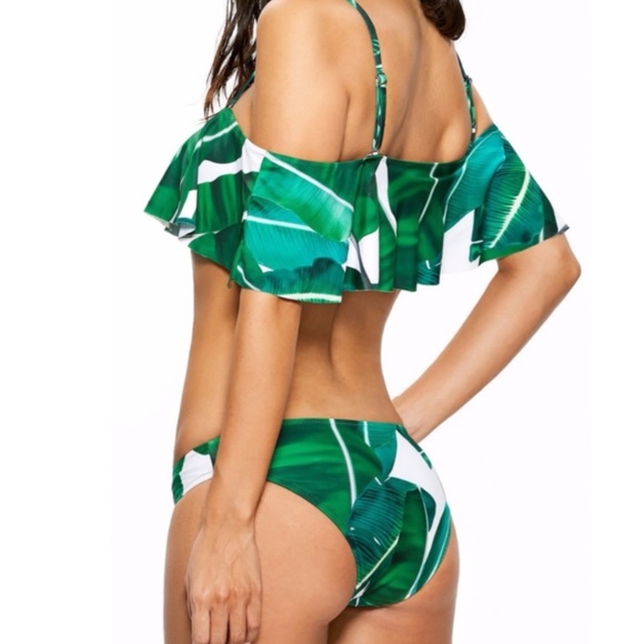 5⭐️GREEN LEAF TROPICAL FLOUNCE SWIM SUIT- Bikini - Picture 3 of 3